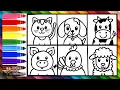 Drawing and Coloring Farm Animals Drawings for Kids