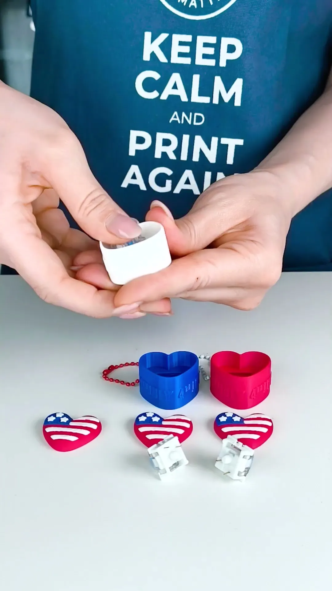 USA Heart Clicker Keychain – 4th of July Edition