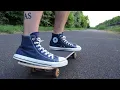 Skating with Converse Navy Blue High Tops