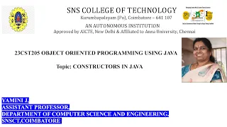 Constructor OOPS Using JAVA SNS Institutions