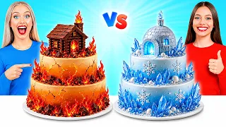 गर्म बनाम ठंडा केक सजा चुनौती | खाने योग्य लड़ाई Multi DO Challenge