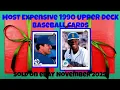 1990 Upper Deck Most Expensive eBay Sales Baseball Cards - November 2025