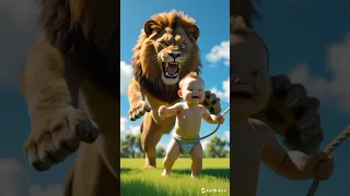 الأسد انقذ الطفل من الضباع المفترسه    دندنها