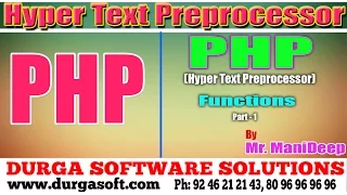 Web Devlopment Php Hyper Text Preprocessor Functions Part - 1 by Manideep