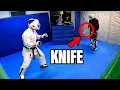 6 Fighters Locked with a Knife Attacker