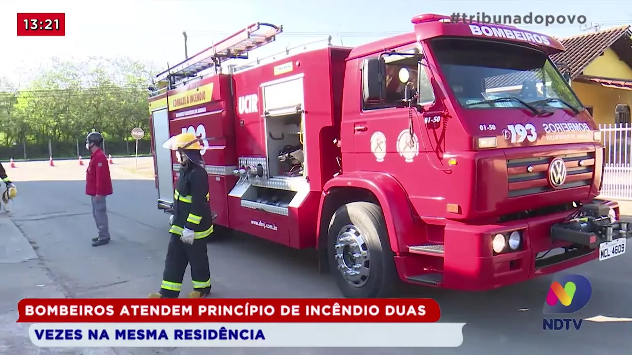 Bombeiros atendem princípio de incêndio duas vezes na mesma residência
