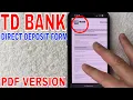 TD Bank Direct Deposit Form