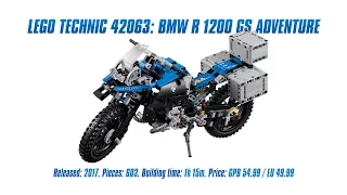 LEGO Technic 42063: BMW R 1200 GS Adventure Unboxing, Speed Build & Review [4K]