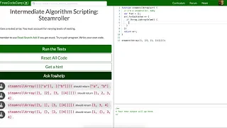Lets play Free code camp Intermediate Algorithm Scripting Steamroller