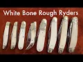 8 White Smooth Bone Rough Ryder Knives