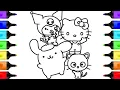 Hello Kitty Kuromi Chococat Pompompurin Sanrio Coloring Page Hello Kitty Friends Coloring Book