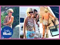 Spitting image Elizabeth Debicki seen as Princess Diana in swimsuit suit during The Crown filming