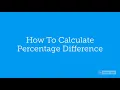 How To Calculate Percentage Difference