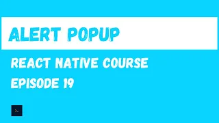Alert Component React Native Beginner Project Course