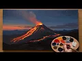 Volcano Eruption Landscape Acrylic Painting Tutorial for Beginners