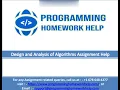 Design and Analysis of Algorithms Assignment Help