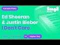 Download Lagu Ed Sheeran, Justin Bieber - I Don't Care (Higher Key) Piano Karaoke