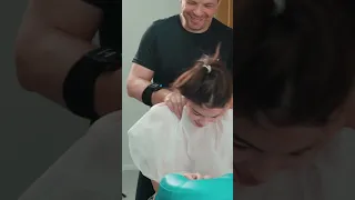Neck cracking and chair massage for student Lisa
