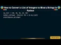 How to Convert a List of Integers to Binary Strings in Python