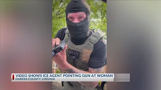 shows ICE agent pointing gun at Virginia woman