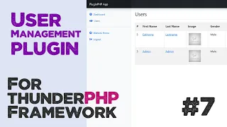 Users manager plugin for thunderPHP Framework CRUD features Quick programming tutorial