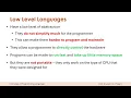 Types of Programming Language High Level Low Level