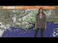 Rain around and a little less hot this week