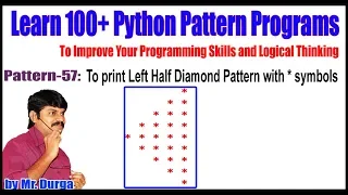 Learn 100 Python Pattern Programs Pattern 57 To print Left Half Diamond Pattern with symbols