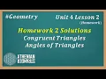 Homework 2 Solutions for Congruent Triangles Angles from Unit 4 Lesson 3 Geometry