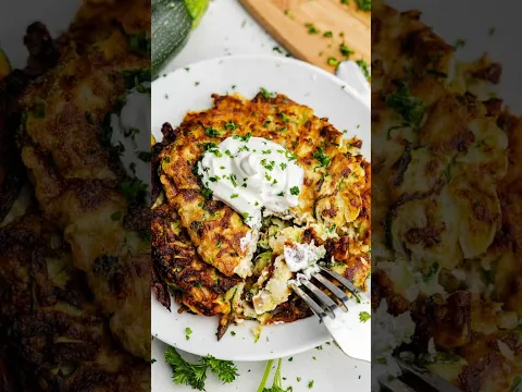 Cheesy Garlic Zucchini Fritters #cooking #recipe #zucchini #zucchinifritters