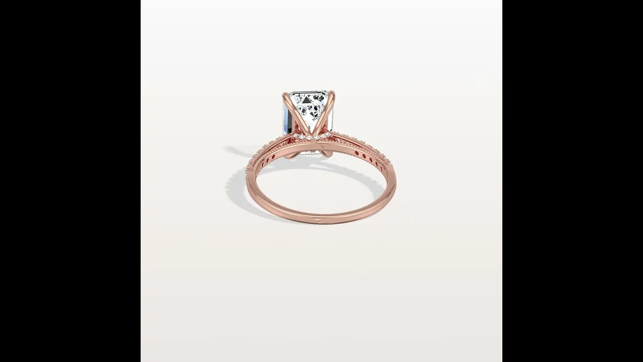 Thea丨Asscher Cut Pave Solitaire 3CT Lab Grown Engagement Ring