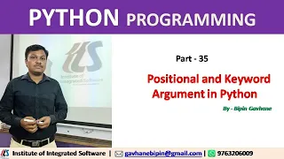Part - 35 Positional And Keyword Argument in Python Hindi Language