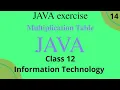 Multiplication table Java program class 12th information Technology term 2 Saral Programming