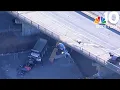 Truck goes off overpass in Boston one person injured