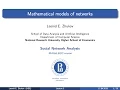Introduction to SNA Lecture3 Mathematical Models of Networks