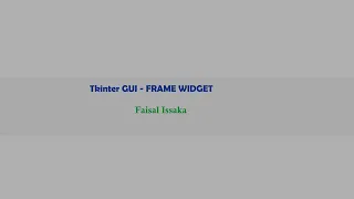 Tkinter GUI - Frame Widget