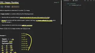 Leetcode 202 Happy Number Sum the Squares Find One There 1