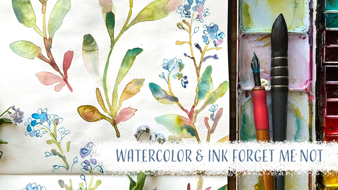 Loose Watercolor and Ink Demo | Painting Forget-Me-Nots