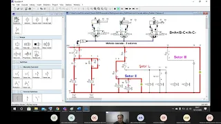 Circuito Eletropneumático Cascata Elétrica no Fluidsim B+A+B-C+A-C-