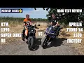 Road Test Review Aprilia Tuono V4 1100 Factory vs KTM 1390 Super Duke RR