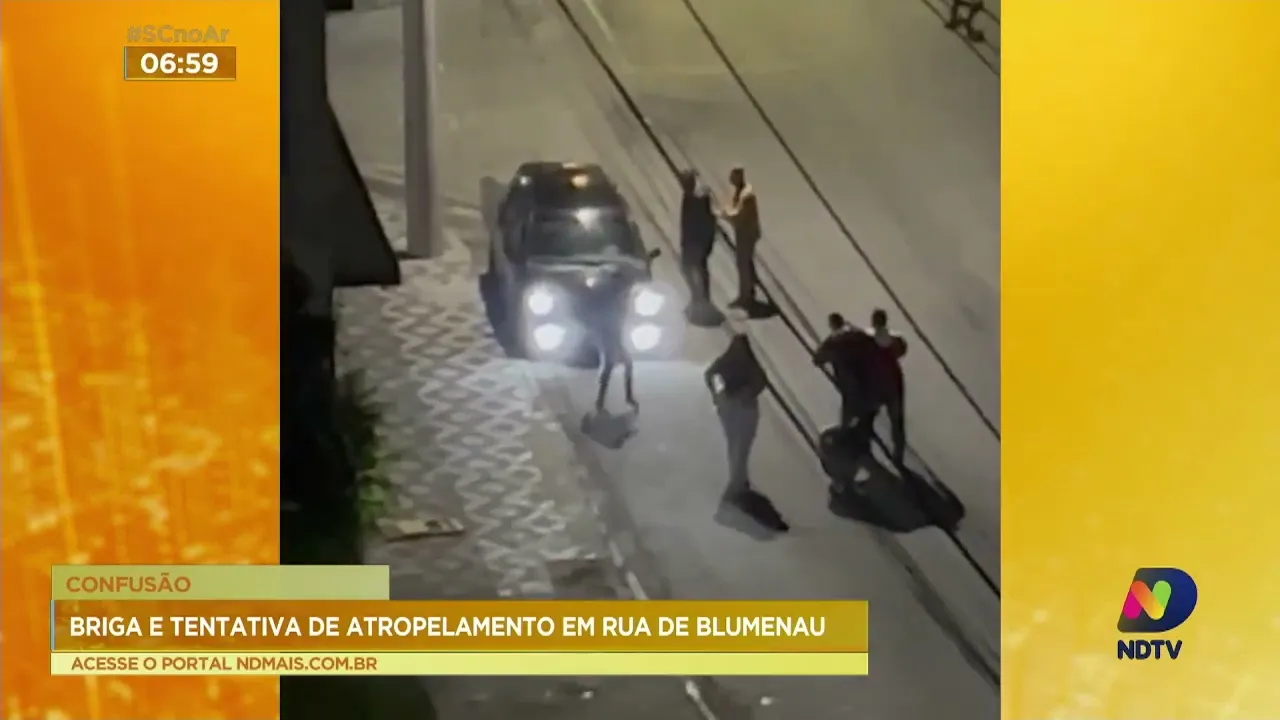 Briga e tentativa de atropelamento em rua de Blumenau