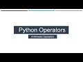 Python Fundamentals Chapter 2 L1 P1 Python Operators Arithmetic Operators