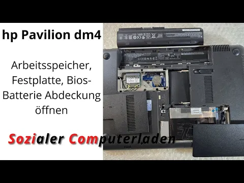 Download MP3 Laptop hp Pavilion dm4, Arbeitsspeicher, Festplatte, Bios-Batterie Abdeckung Öffnen