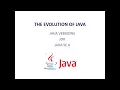 The Evolution of Java Java versions JDK Java developers Kit