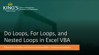 Tutorial 8 Do Loops For Loops and Nested Loops in Excel VBA