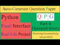 Auto-Generate Question Paper System Python Excel Interface Part-4 Openpyxl Library InfoXel