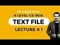 File handling Text File Lecture 1 A LEVEL 9618