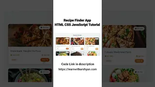 Recipe Finder App HTML CSS JavaScript Tutorial Food API Project Learn with Arshyan
