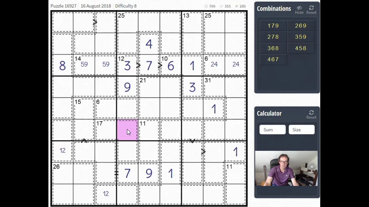 "Greater Than Killer Sudoku":  Advanced tutorial