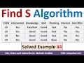 4 Find-S Algorithm Step by Step Solved Example Concept Learning Numerical by Vidya Mahesh Huddar